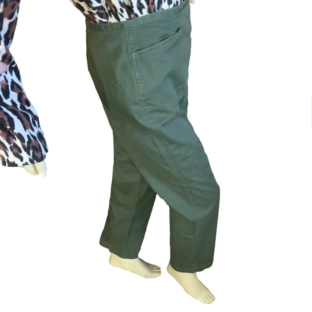 CHEROKEE OLIVE GREEN HIGH WAIST STRAIGHT LEG TROUSER PANTS (12) - Image 5