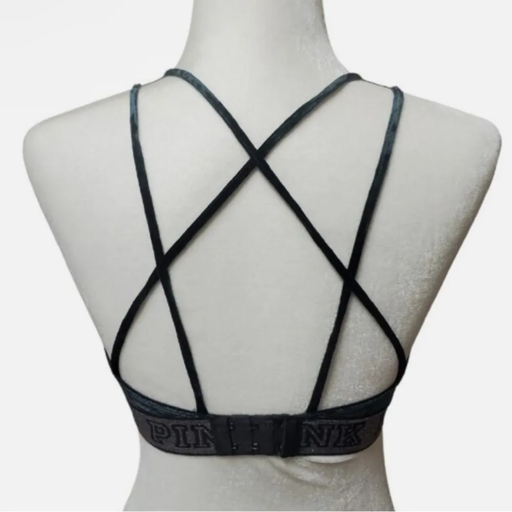 Victoria's Secret PINK Velvet Velour Triangle Bralette Bra Size Medium - Image 5