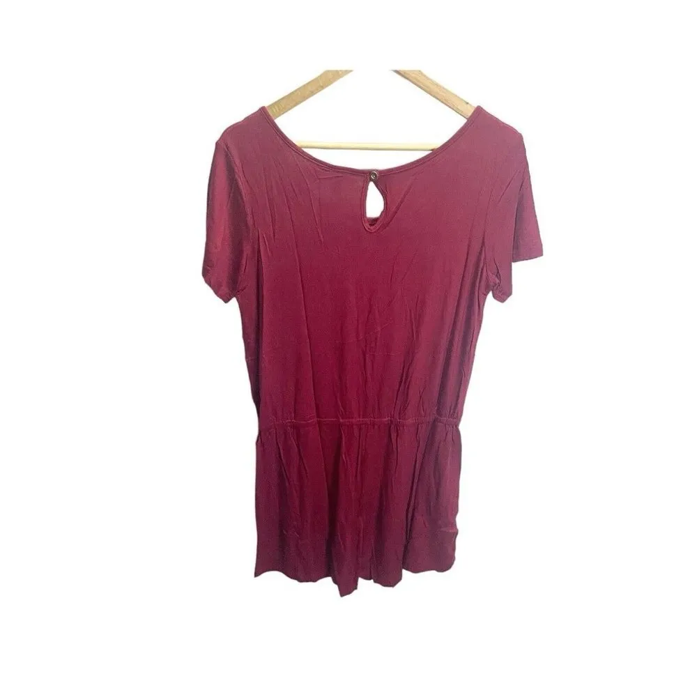 DB Bloom Womens Red L Short Sleeved Romper Tie Waist Stretch Causal Summer NEW Size L - Image 6