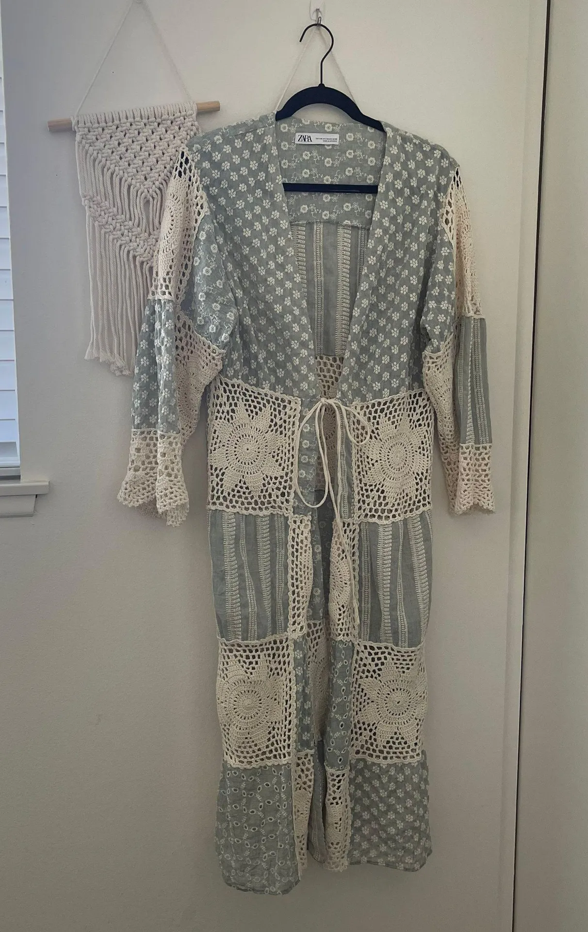 ZARA Limited Edition Patchwork Crochet Midi Kimono Boho - Image 2