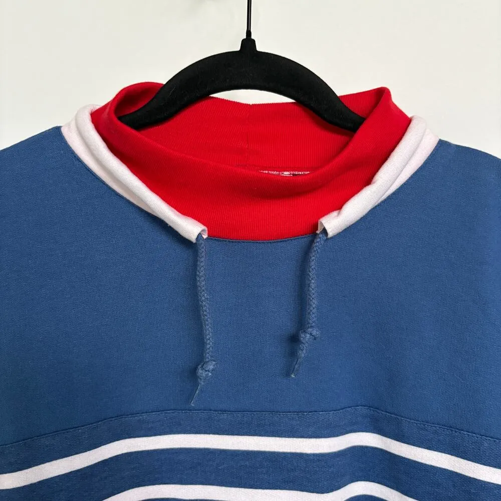 Vintage 90s Nautical Patriotic Mockneck Sweatshirt Fourth of July Lake Large - Image 4