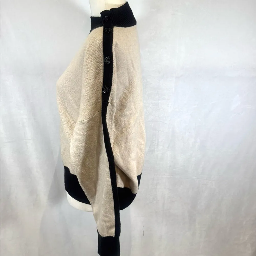 Cynthia Rowley black and cream color block button side sweater size XL - Image 2