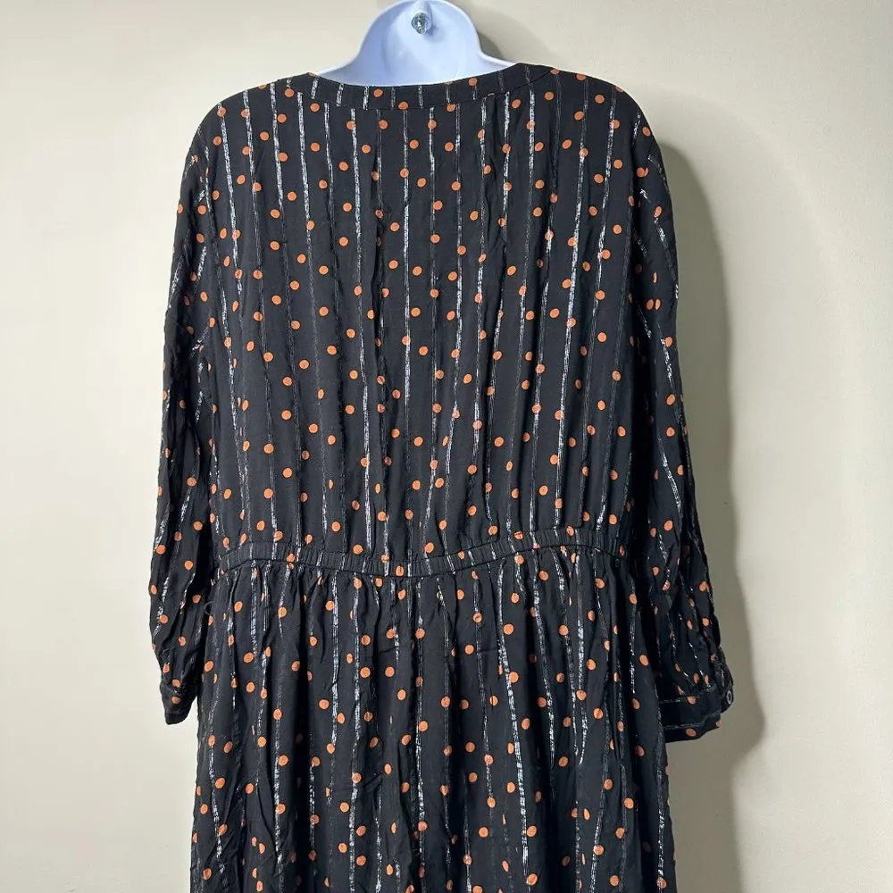 Lane Bryant 3/4-Sleeve Notch-Neck Shirttail-Hem Dress Fall Dot Women's 16 - Image 8