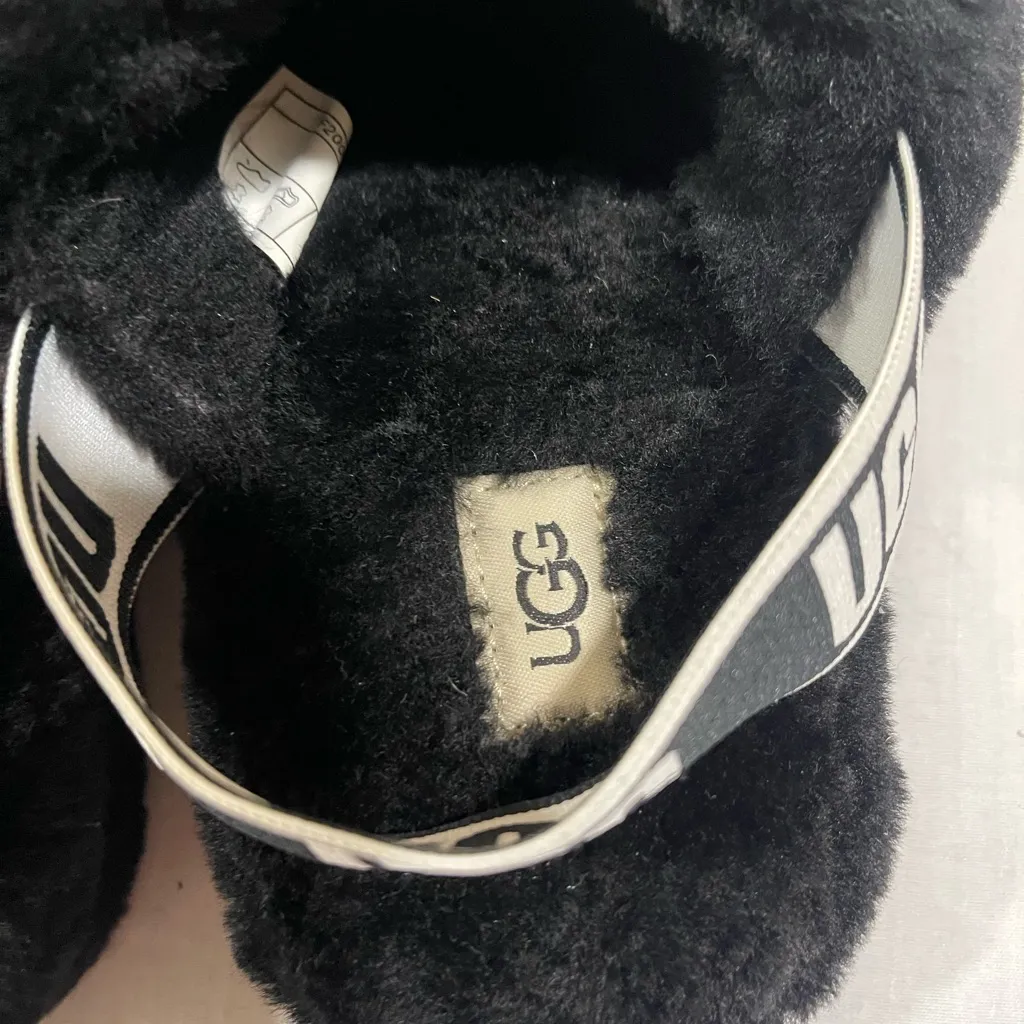 UGG  OH YEA Black Fluffy Slippers - Image 4