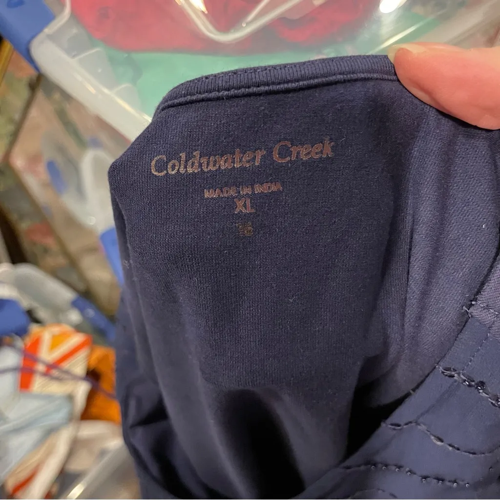 Cute lightweight mesh sequin stripe navy top stretchy sleeveless - Image 6