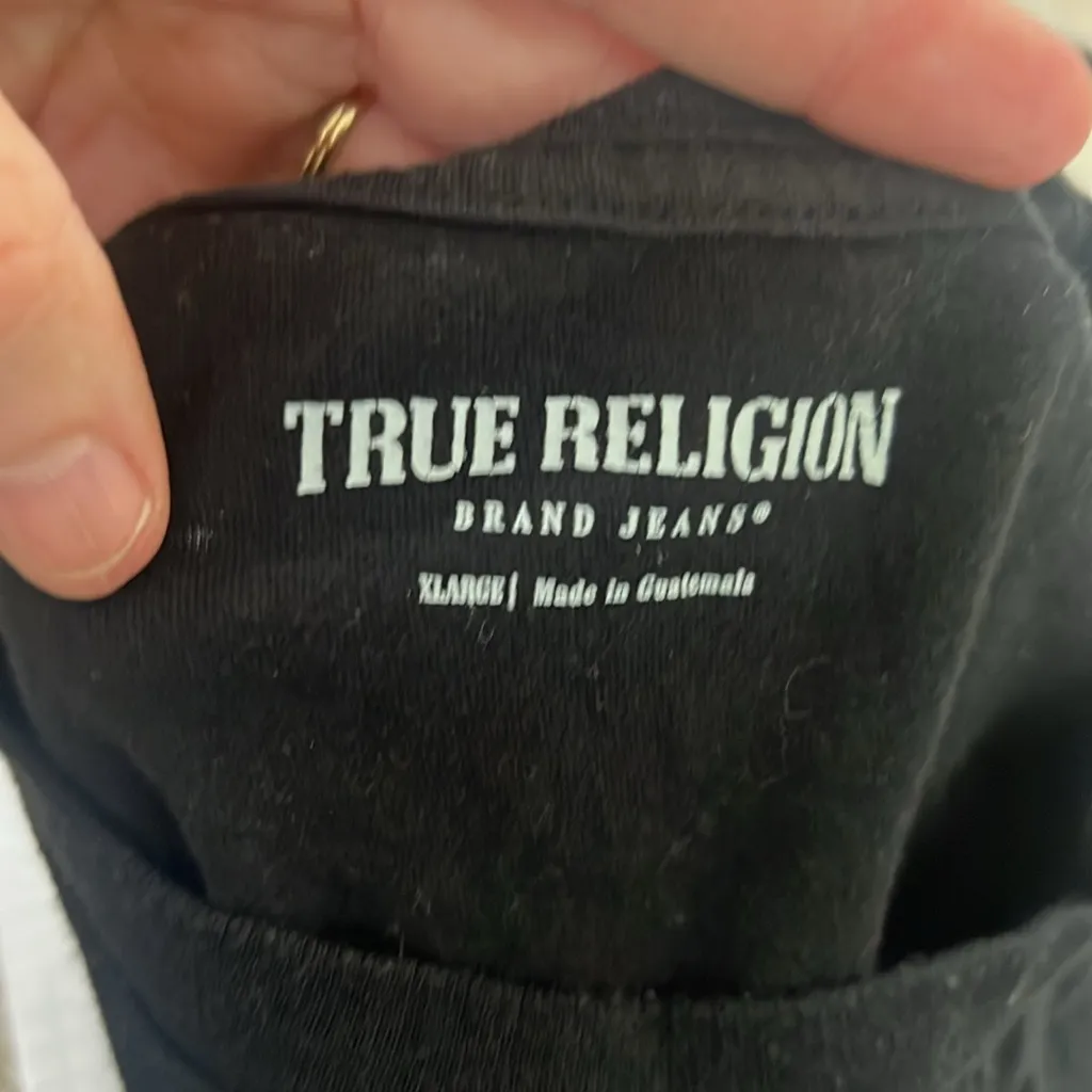 True Religion Black Tee with Gold Graphic men’s or women’s - Image 7