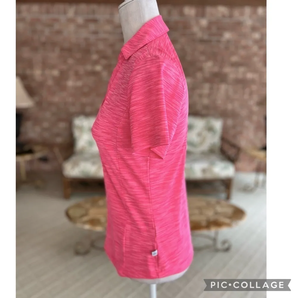 Lady Hagen Hot Pink Space Dye Heathered Golf Athletic Polo Shirt XS - Image 8