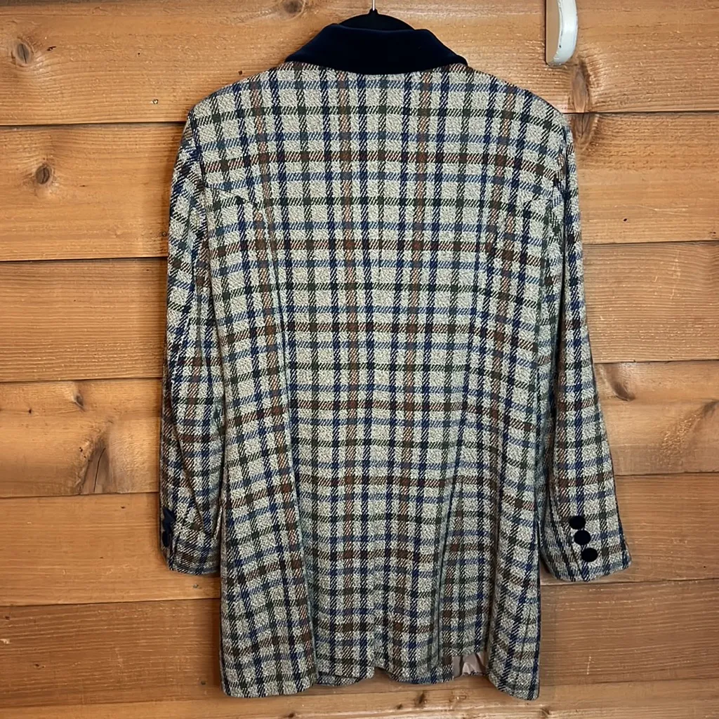 Miss V Clementino German Velvet Wool Plaid vintage Blazer Jacket Academia Paris Black Size 8 - Image 8