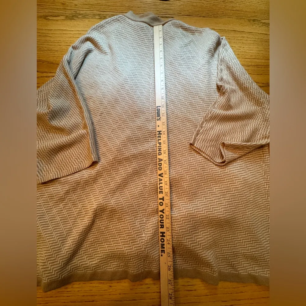 Chicos Size XL Beige Tan/White Striped Short Sleeve Open‎ Cardigan Sweater - Image 4