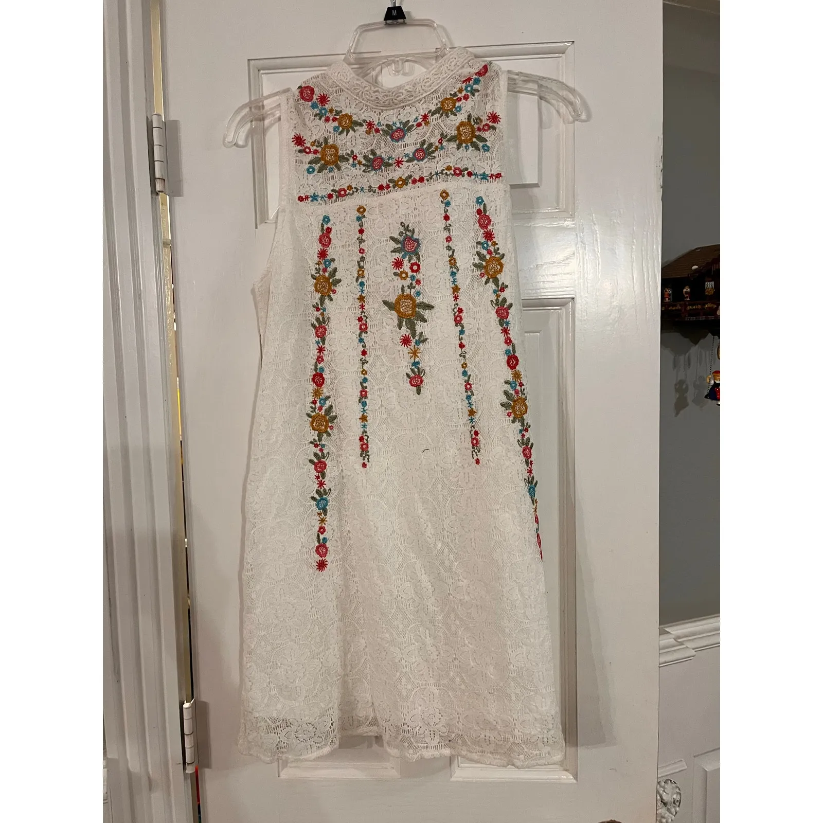 Floral Embroidered Lace Cottage Western Boho Coquette Soft Dress Small Festival - Image 4
