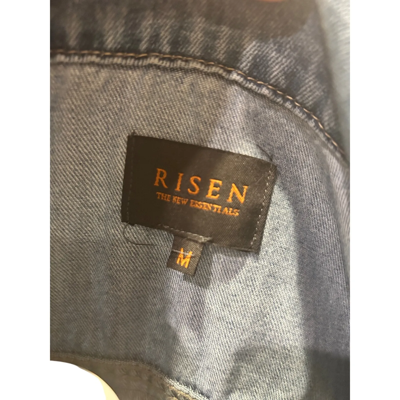 Denim Jacket Aztec Blanket Back Distressed‎ Jean Coat Western Style Blue Size M - Image 6