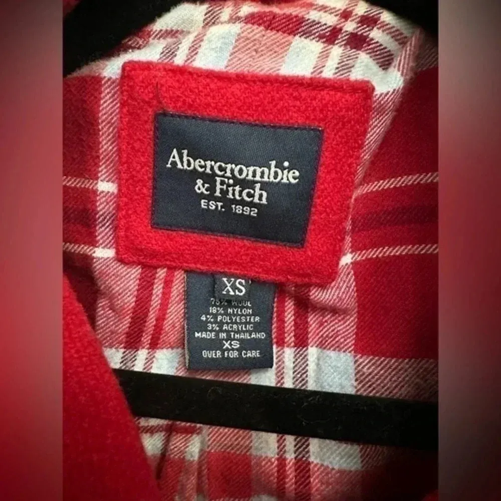 Vintage Abercrombie & Fitch Y2K Cranberry Red Wool Peacoat Women’s  Size XS - Image 4