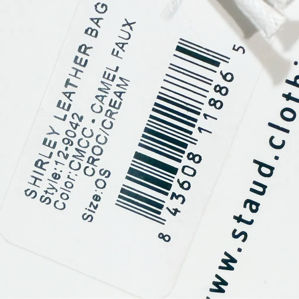 Staud Cream Croc Shirley Leather Bag Full Zip Cosmetic Travel NEW - Image 3