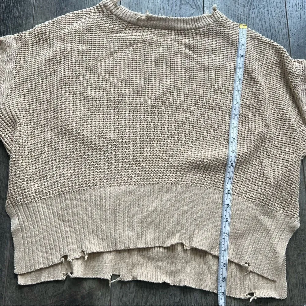 Pistola Olga Distressed Pullover Sweater in Tan Size Small - Image 10