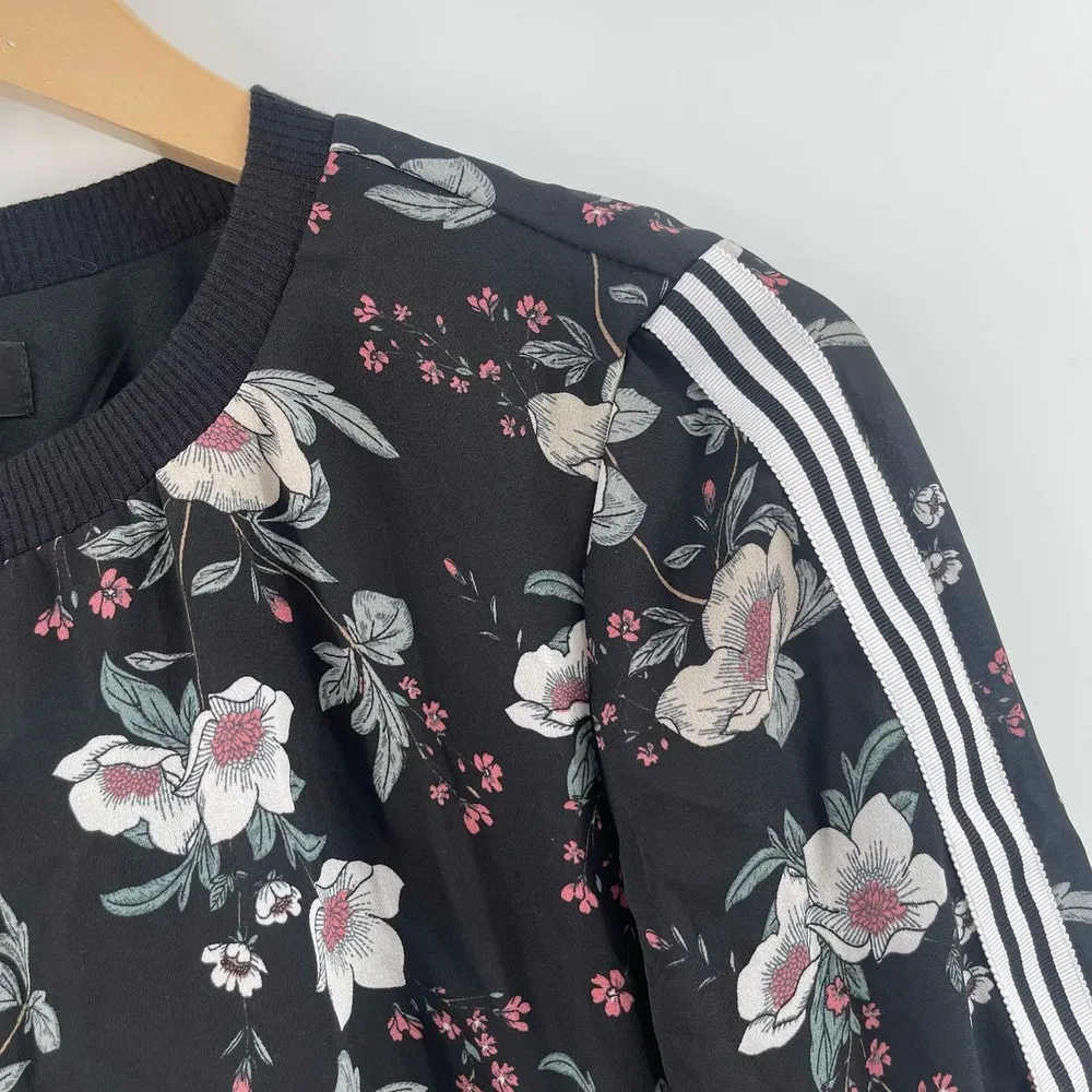 LOVE REIGN Dress Size Extra Small Racer Stripe Black Floral Long Sleeve Shift - Image 5