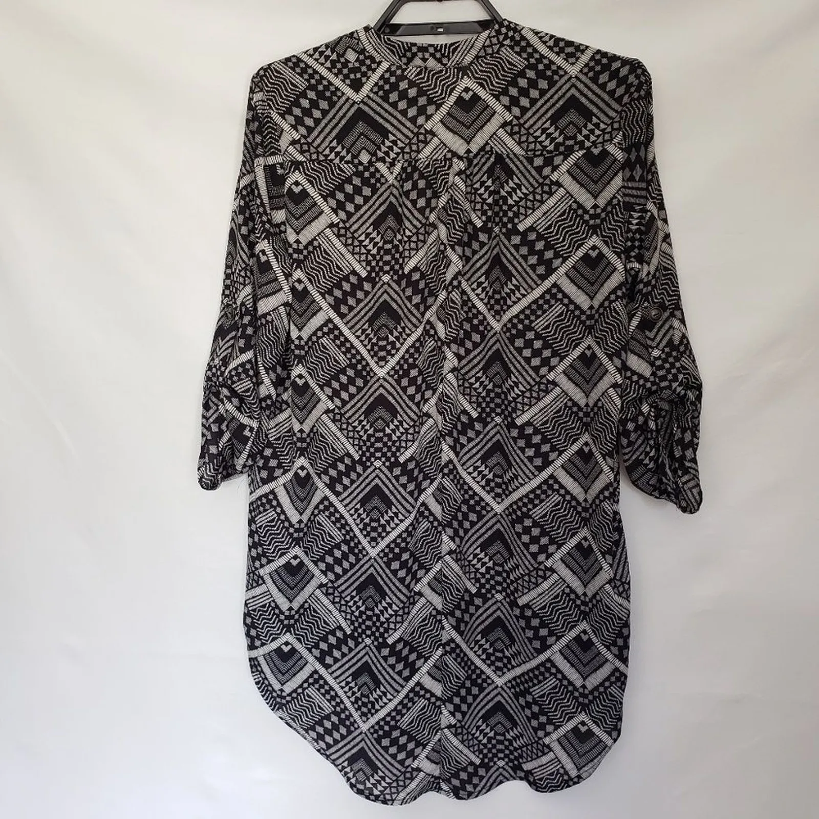 Lush Boho Tunic Womens Top Sz XS Geometric Festival Indie Bold Festival Roll Tab - Image 5