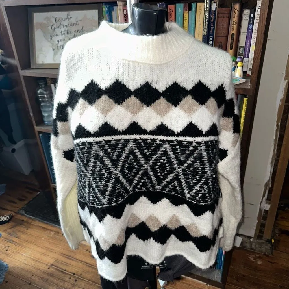 Elan Rock soft oversized L pullover striped triangle sweater - Image 2