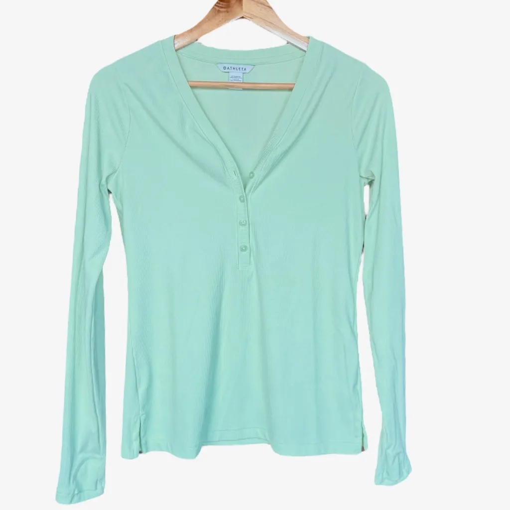 Athleta Uptempo‎ Ribbed Henley V Neck Top Sz S - Image 2