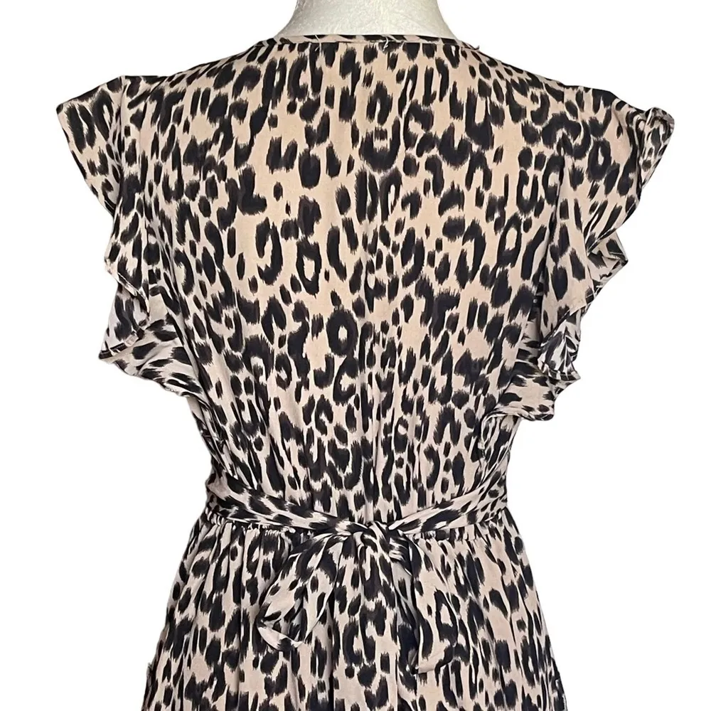 Sienna Sky Women’s Leopard Print Ruffle Midi Dress Size S Fit Flare A-line - Image 5