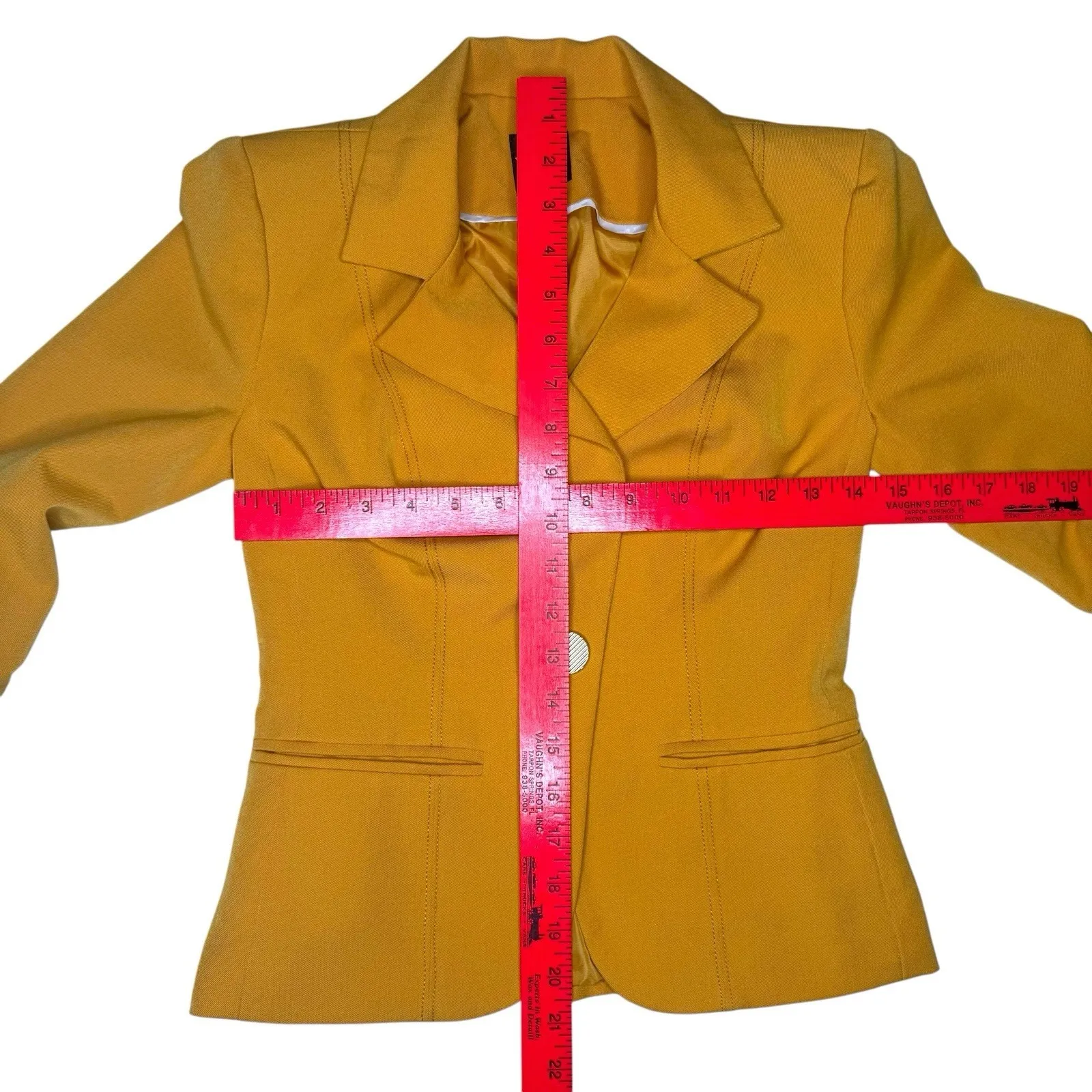 XOXO Y2K Ruched 3/4 Sleeve Cropped Blazer Jacket XS Single Button Made In USA‎ - Image 6
