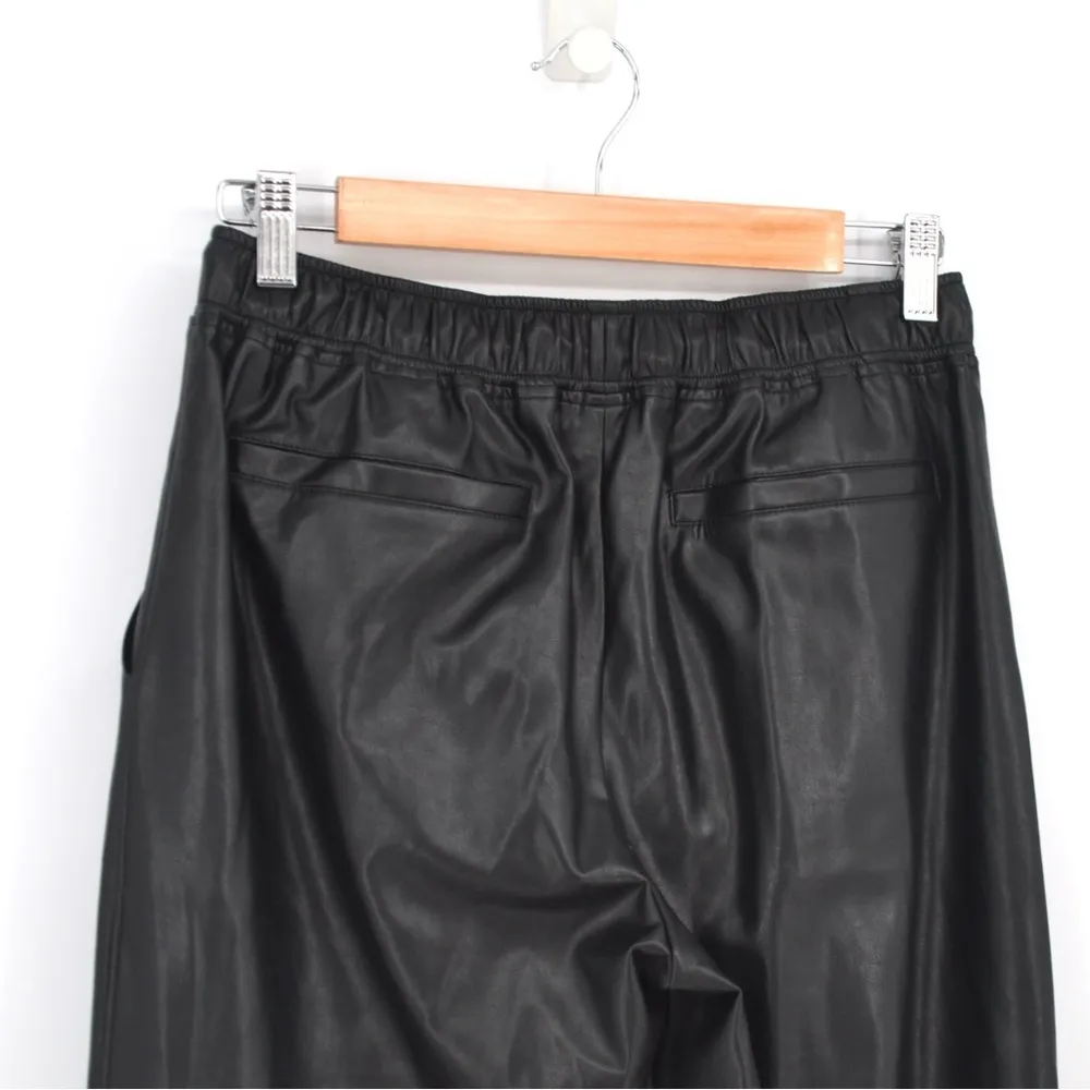 The Reset R Label Faux Leather Vegan Crop Jogger Pants Pull On Black Women's S - Image 8