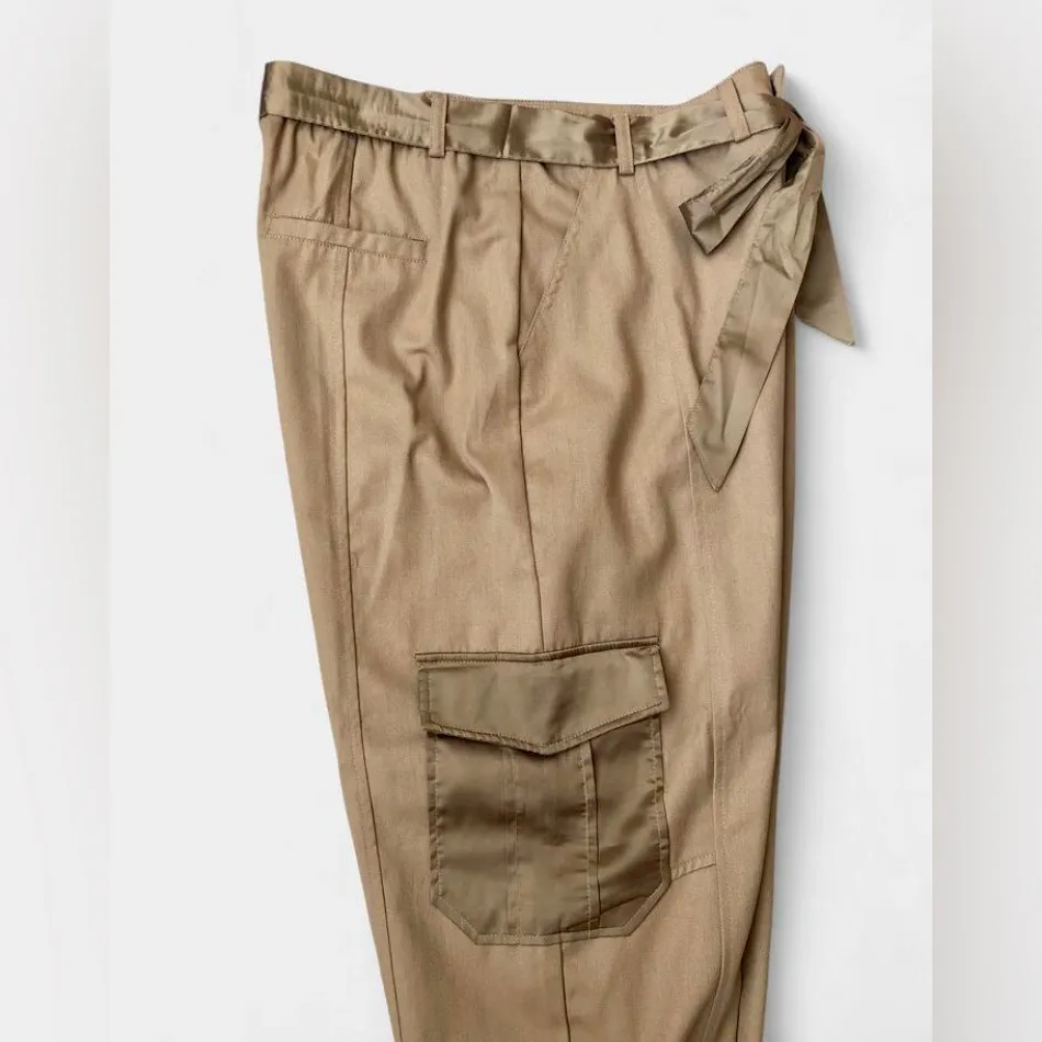 NWT Heartloom Women’s Tan Cargo Pants Cotton Blend with Adjustable Ankles Size L - Image 9