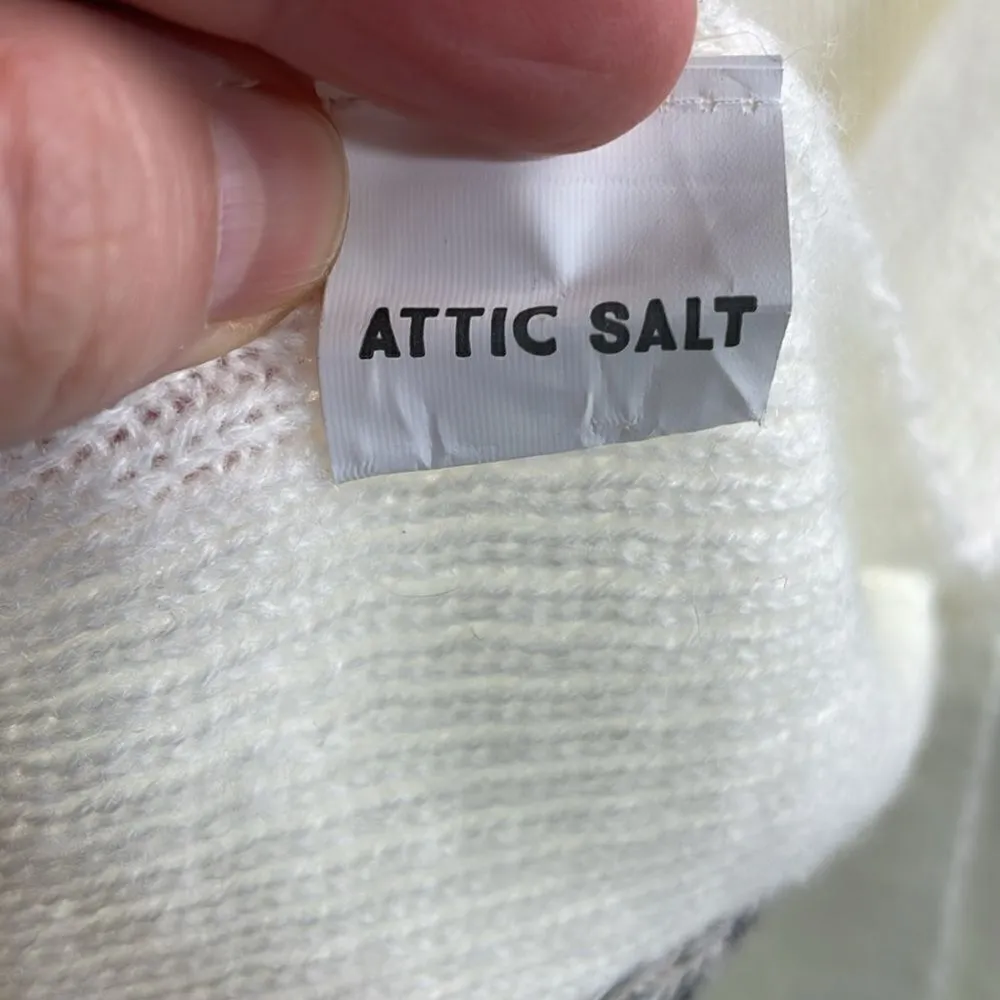 SCARF Tight Knit Rectangular Cream and Gray cozy warm White - Image 7