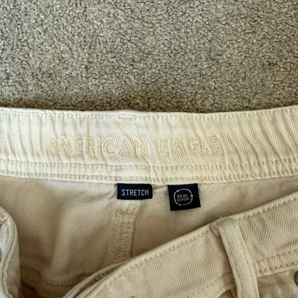 American Eagle Khaki Easy Shortie Fold Over Shorts Size 16 - Image 5