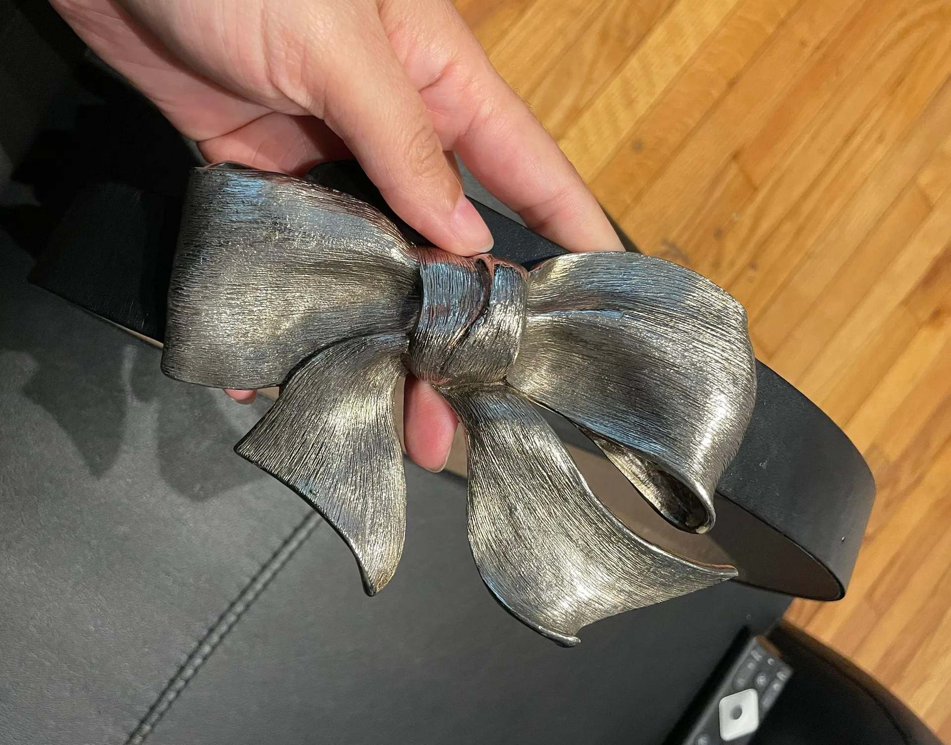 Christopher  Vintage 80’s Bow Buckle Waist Belt Leather - Image 3