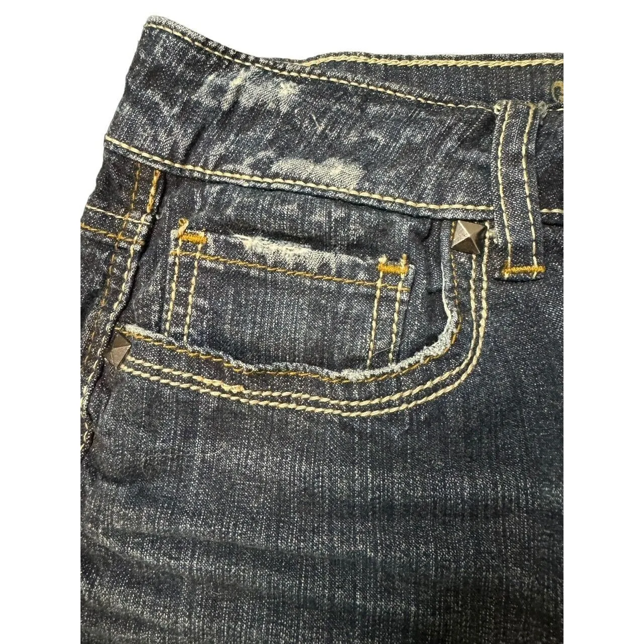 Vintage Candies Y2K Candies Distress Demi Low Rise Mini Skirt Juniors size 7 jrs Blue - Image 9