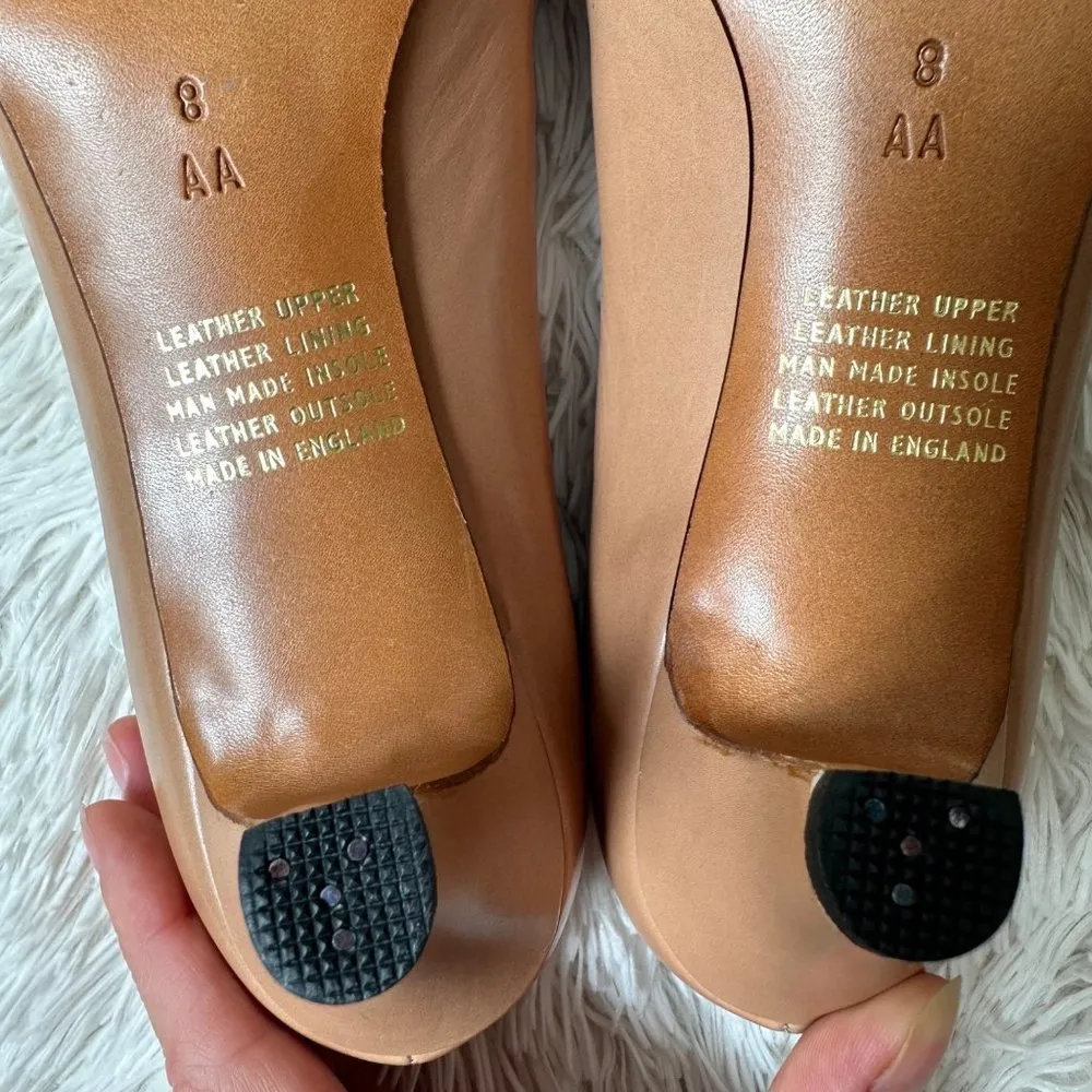 H&M Rayne Ltd. Tan & Gold Leather Almond Toe Pumps Luxury British Footwear Sz 8 - Image 11