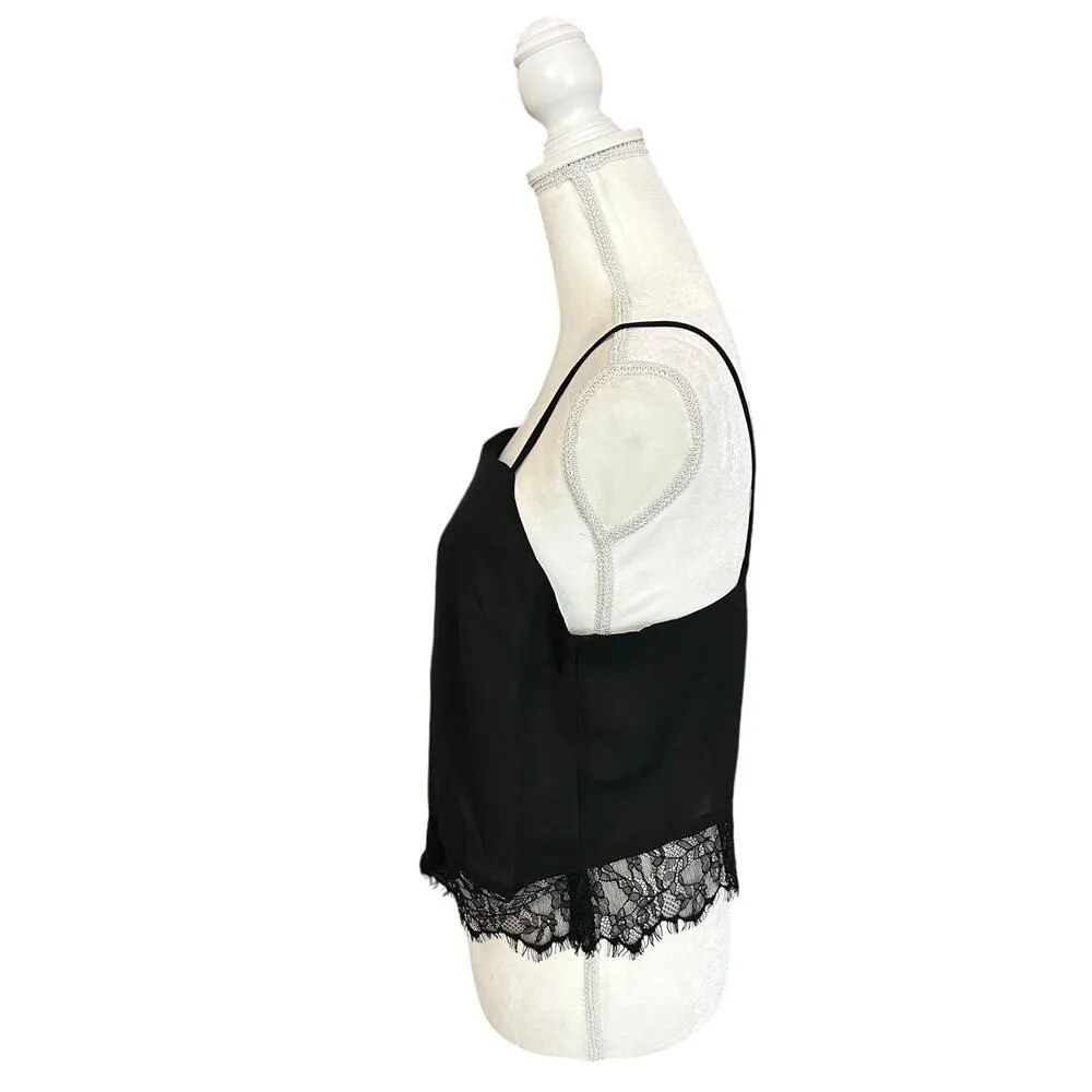 G. Reve Lace Trim Camisole Black Women Top Size Large Goth Y2K Grunge Sexy Chic - Image 4