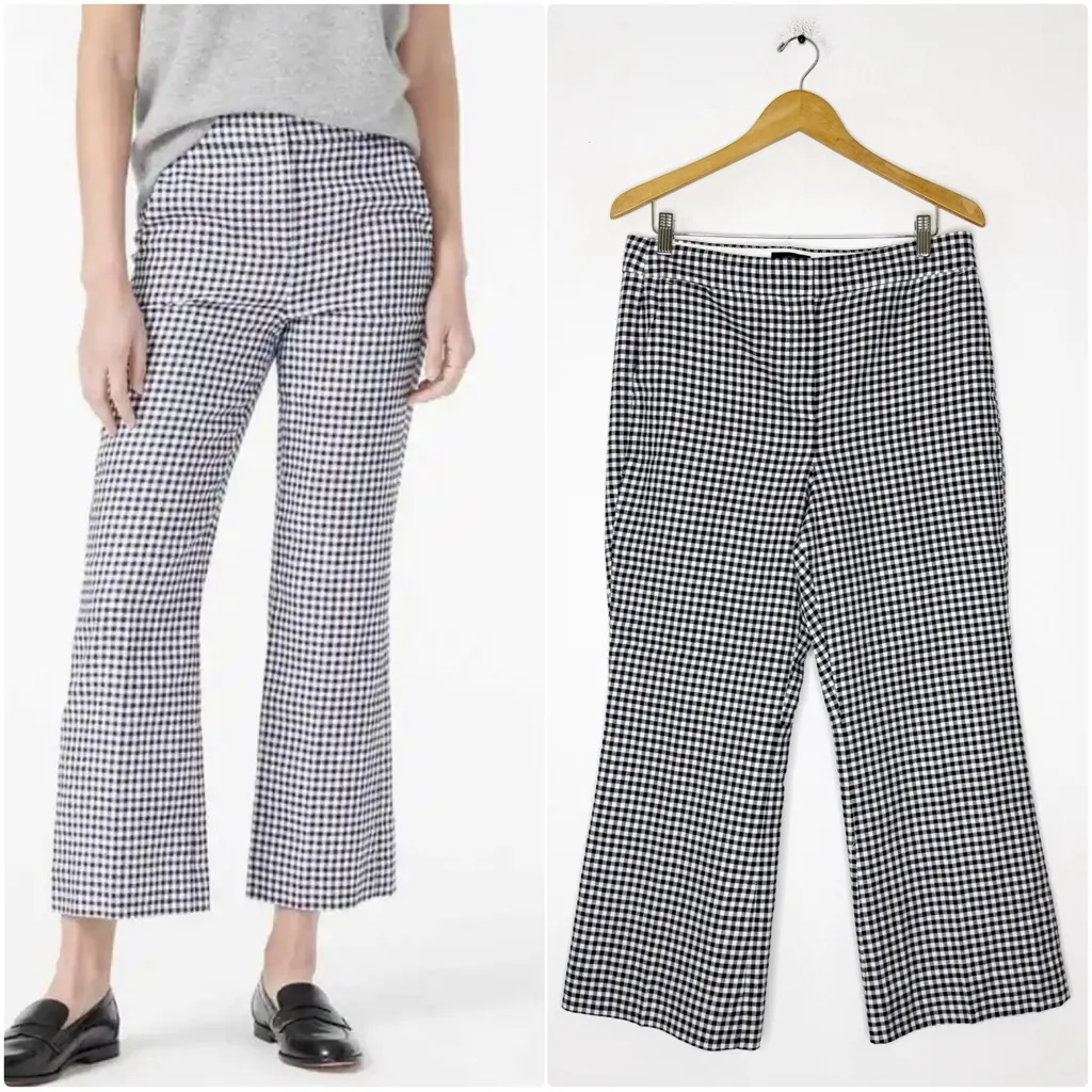 J.Crew Hayden Cropped Pants – Gingham Check Size 12 Black/White - Image 2