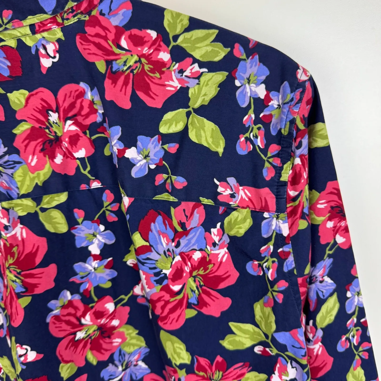 Lands End‎ No Iron Supima Cotton Popover Shirt Size 18W Floral Bloomcore Preppy - Image 3