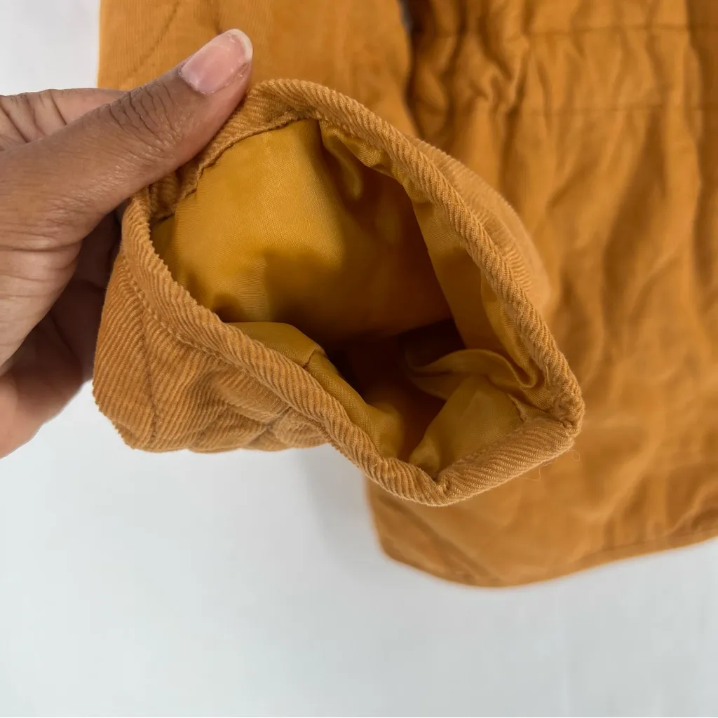 Universal Thread Quilted Corduroy Jacket‎ Mustard Full Zip Front Collarless XS - Image 5