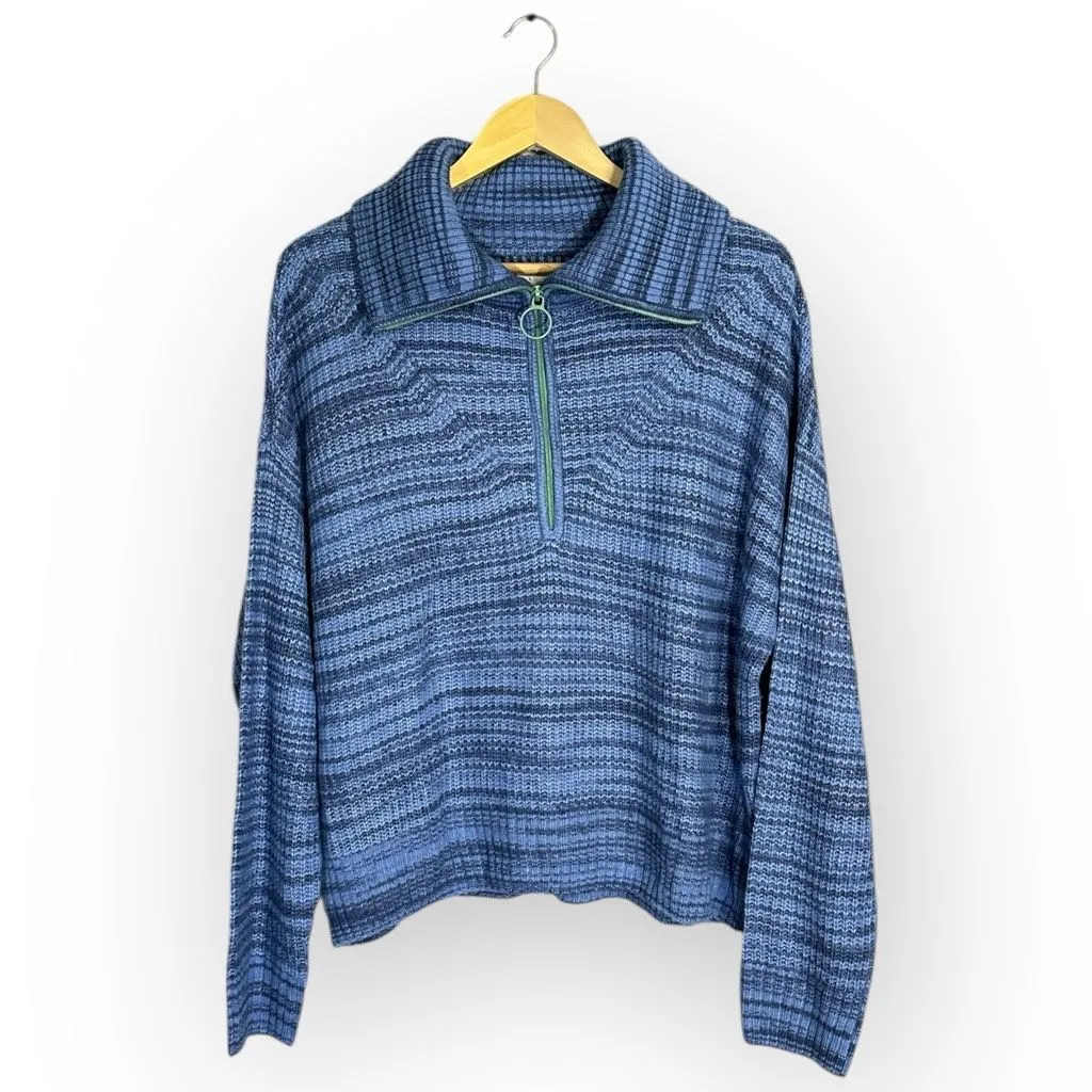 New American Eagle Women's Size Medium Blue Pullover 1/4 Zip Jacket Linen Wool - Image 3