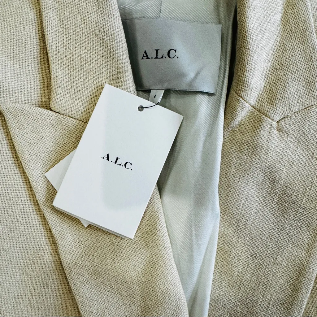 A.L.C. linen and cotton River Crop Double Breast Blazer in barely beige NEW - Image 7