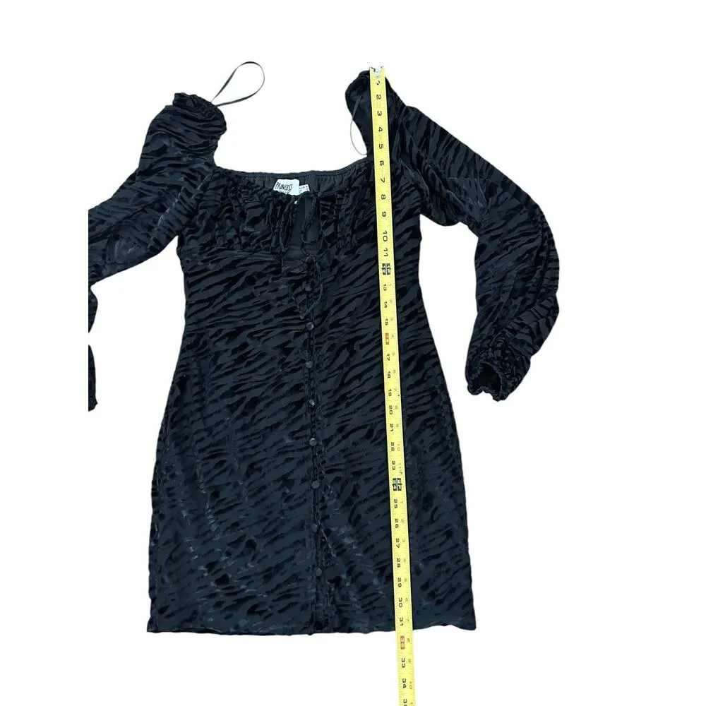 Princess Polly Black Violet Velvet Burnout Button Down Mini Dress Size 10 - Image 5