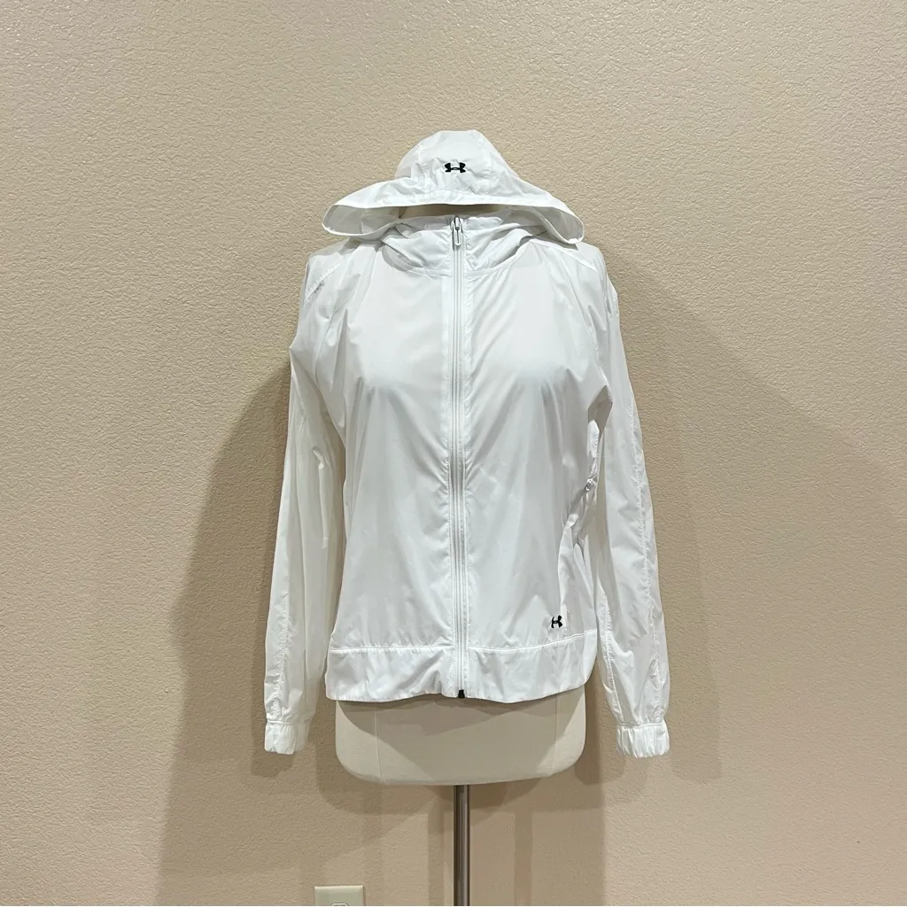 Under Armour Loose Fit White Windbreaker Size Medium - Image 4