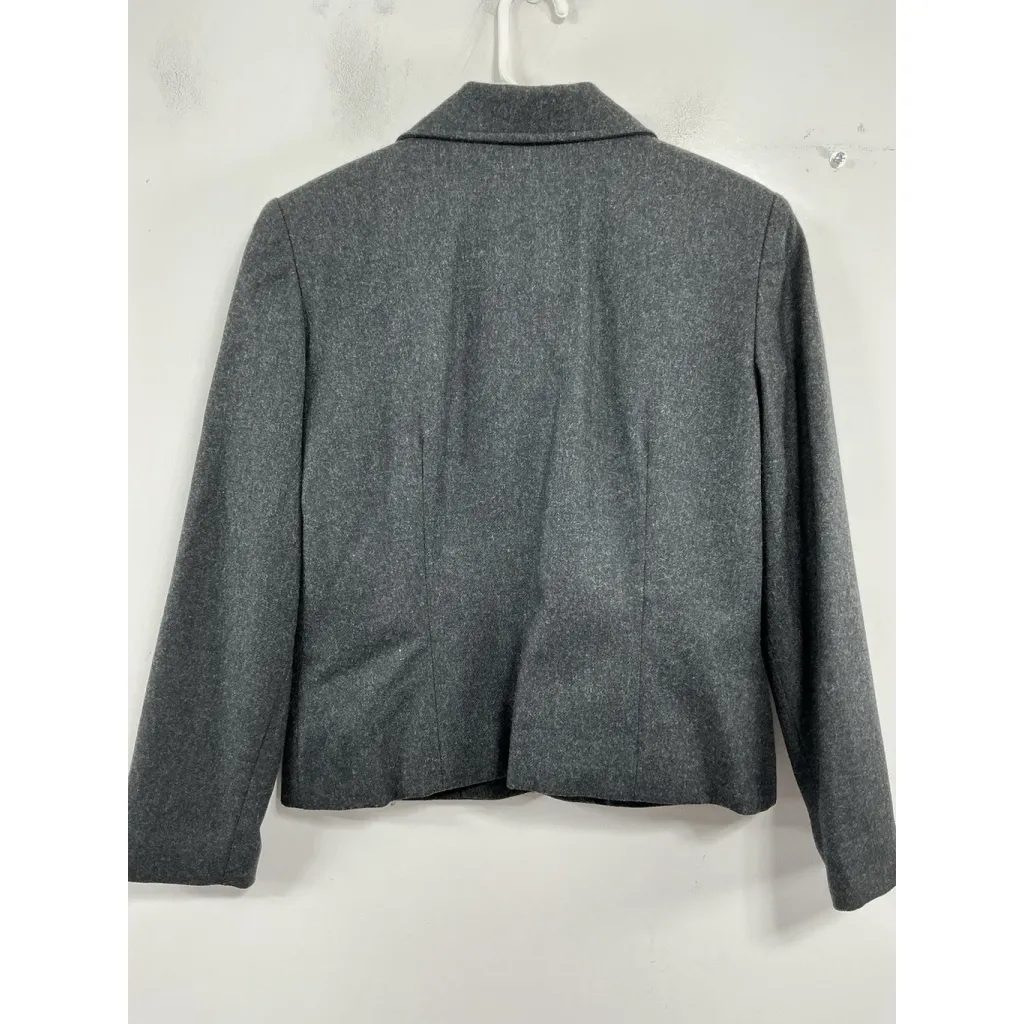 Womans Excellent Sag Harbor Petite Zip Front Cropped Blazer 4P Gray Wool - Image 2