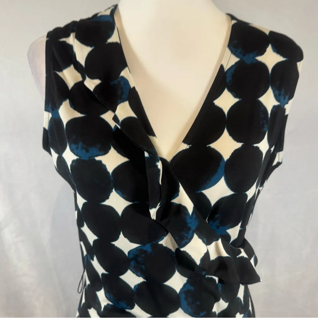 LEOTA Felicity Faux Wrap Polka Dot Print Dress in Midnight Moon size Large NWT - Image 5
