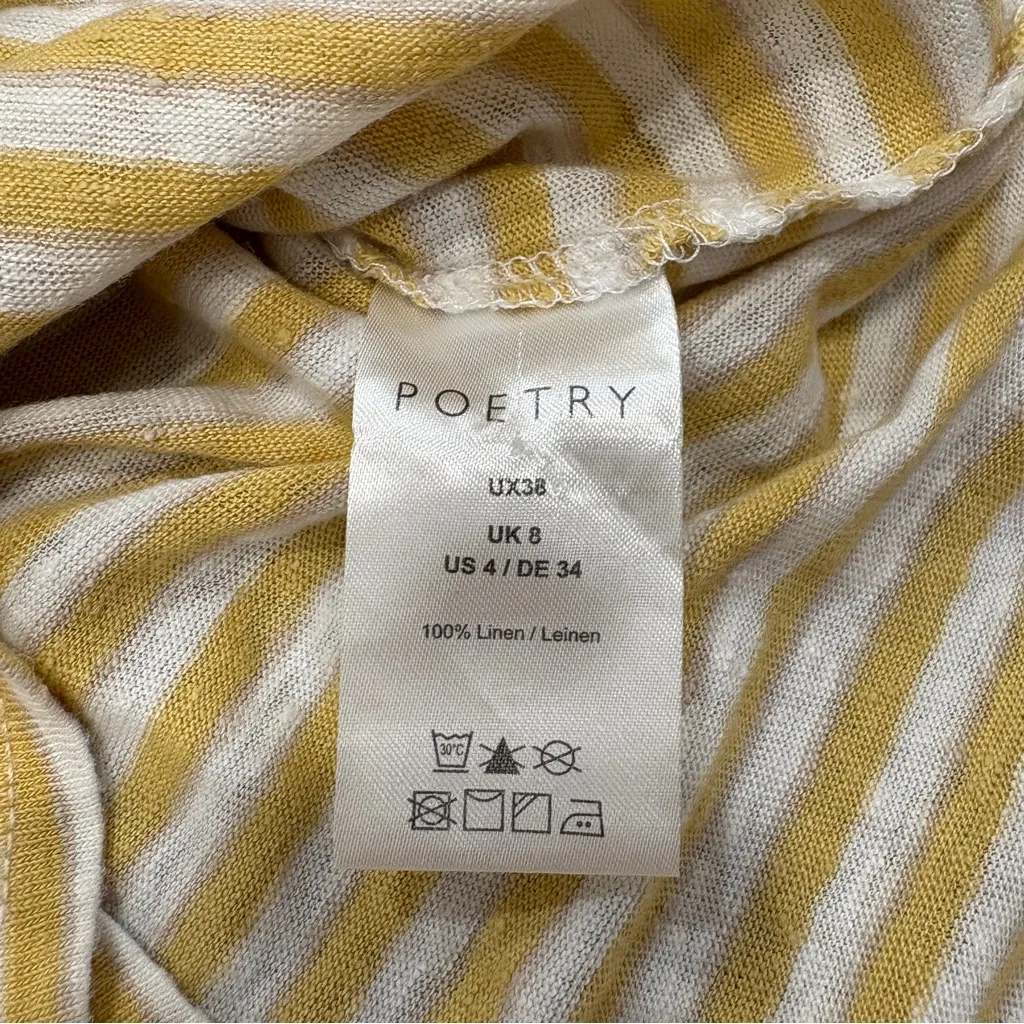 🌟POETRY🌟 STRIPED 3/4 SLEEVES LINEN KNIT TOP YELLOW / WHITE SZ 4 - Image 5