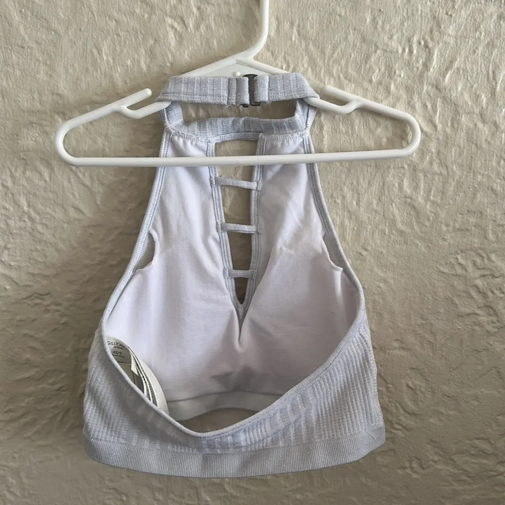 Gilly Hicks Hollister High Neck Ribbed Ivory Silver Sparkle Bralette NWT XS/S - Image 4