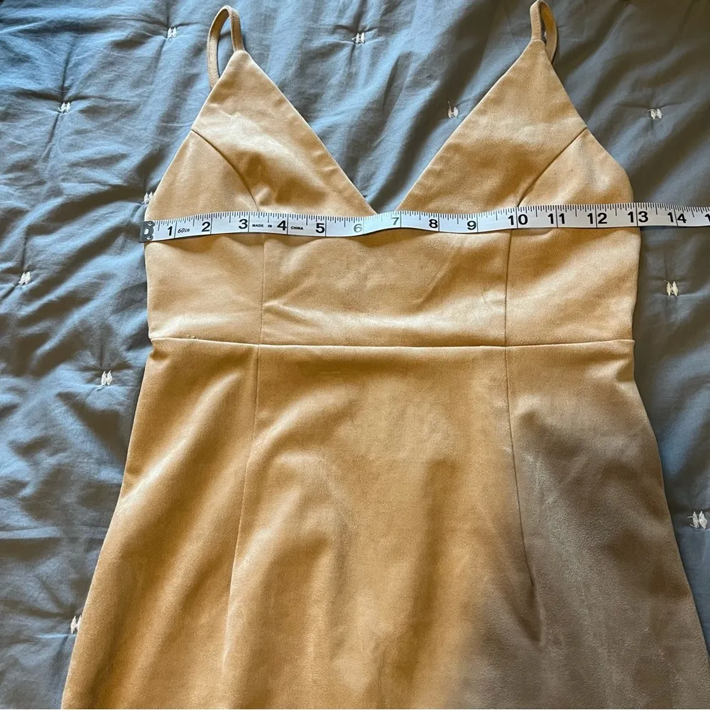 NWT Forever 21 Contemporary Tan Suede Mini Short Bodycon Spaghetti Strap Dress S - Image 10