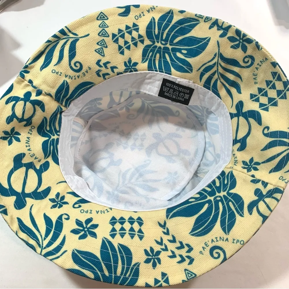 Cream & Blue Tropical Bucket Hat - Image 7