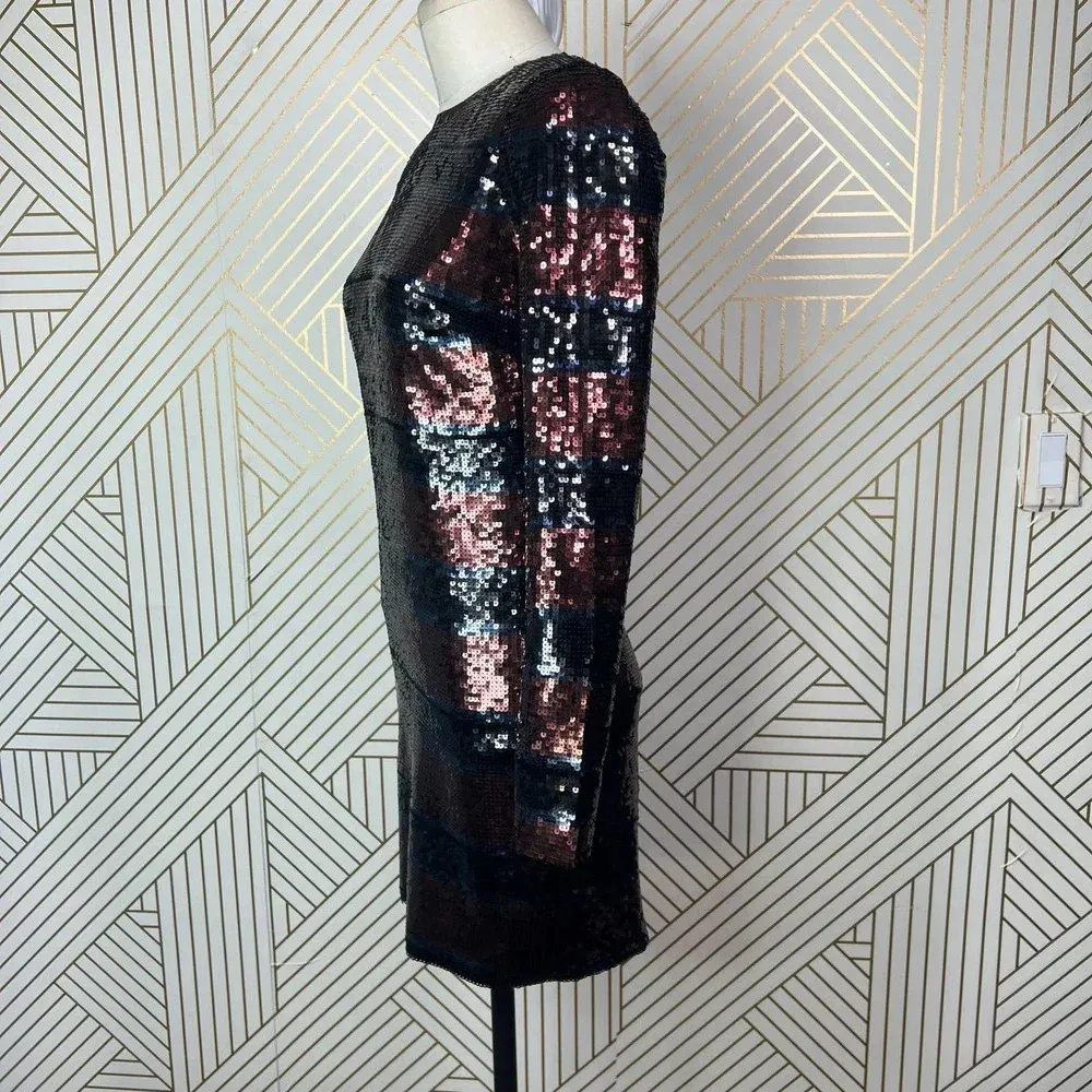 Veronica Beard Breakers Sequin Mini Dress In Dark Red Black Size US‎ 0 - Image 6