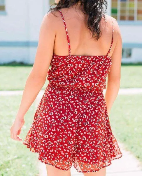 Red Animal Print Romper - Image 2