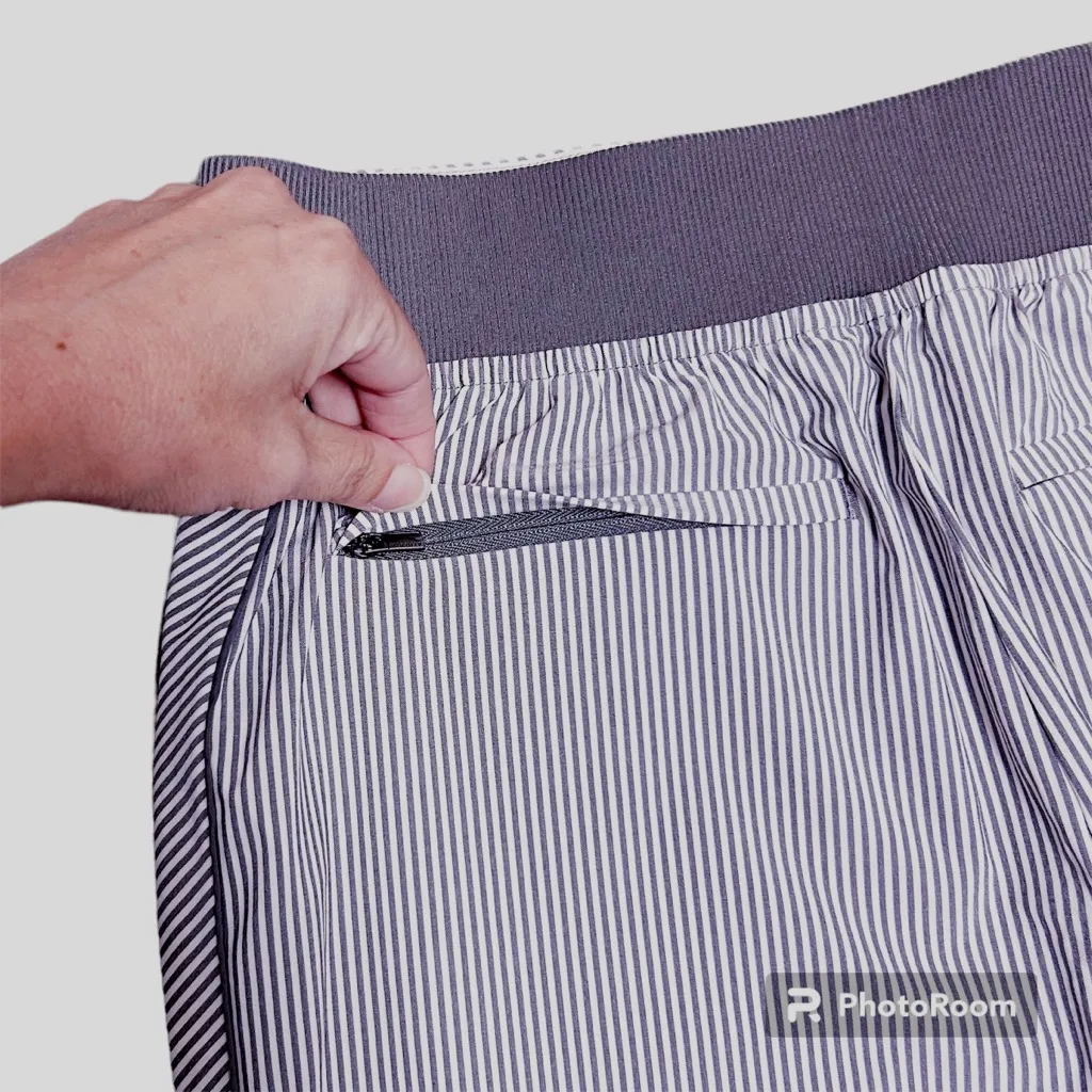 Athleta Gray Off White Stripe Brooklyn Ankle Pant Pull On Stretch Tapered 4 - Image 6