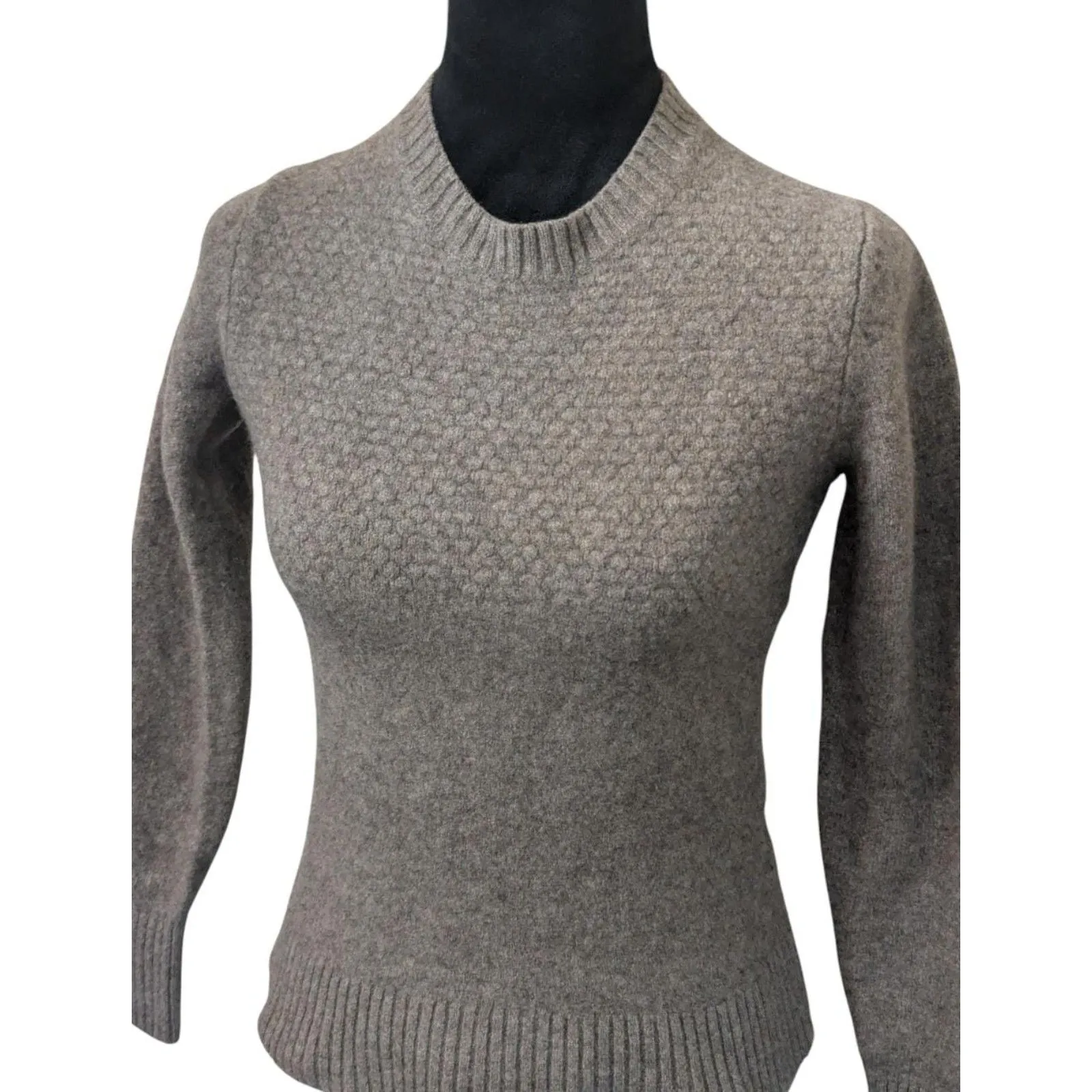 Trumaker Yak Wool Blend Crewneck Sweater M Textured Knit Luxury Minimalist Brown Size M - Image 2