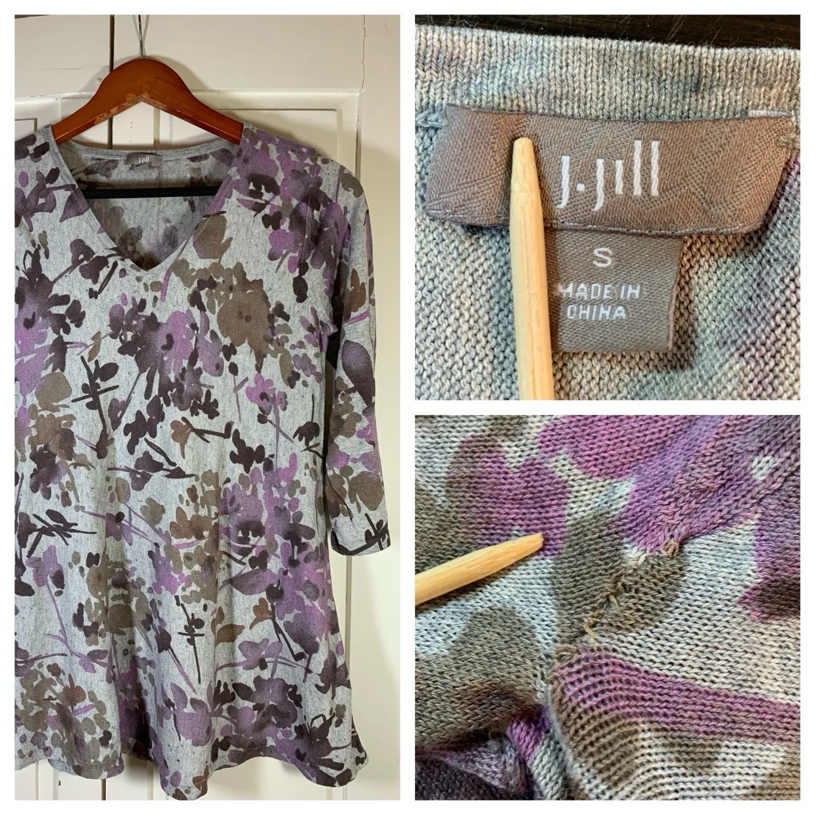 J Jill Sweater Womens‎ Small Floral Silk Cashmere Blend Soft Lightweight Classic - Image 2